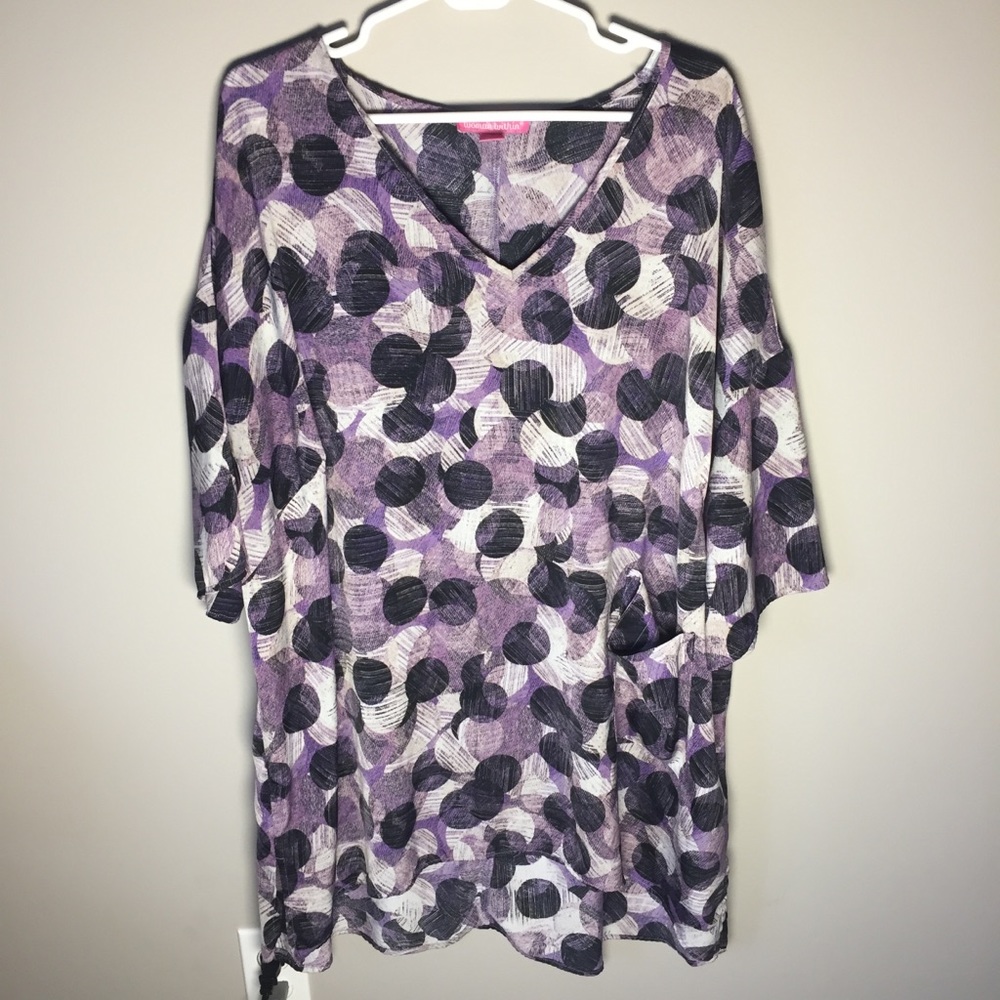 Woman Within Purple Flowy Blouse